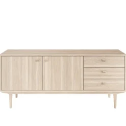 Sideboard Nr.420 2st Trädörrar 3st Lådor 186x80 cm Vitoljad Ek