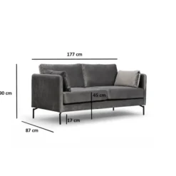 Sino 2-sits (177 x 87 x 90 cm) Grå 2-sitssoffa