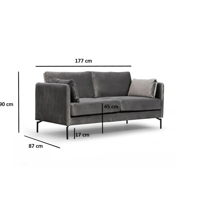 Sino 2-sits (177 x 87 x 90 cm) Grå 2-sitssoffa
