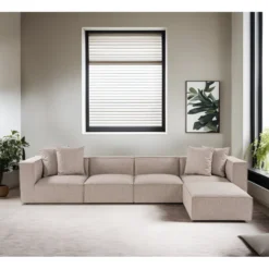 Sora (350 x 65 x 190 cm) Hörnsoffa Sandbeige