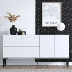 Surabaya (150 x 75 x 35 cm) Vit Svart Konsol