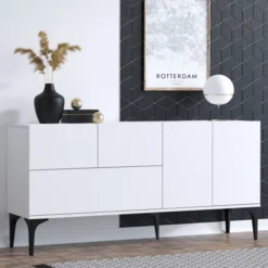 Surabaya (150 x 75 x 35 cm) Vit Svart Konsol
