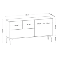 Surabaya (150 x 75 x 35 cm) Vit Svart Konsol