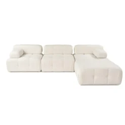 Tallinn 3-sits med puff (300-200 x 100 x 80 cm) Hörnsoffa Creme