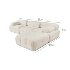 Tallinn 3-sits med puff (300-200 x 100 x 80 cm) Hörnsoffa Creme