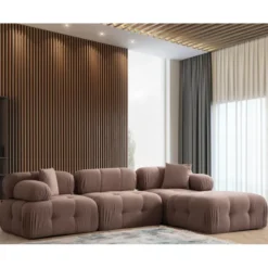 Tallinn 3-sits med puff (300-200 x 100 x 80 cm) Hörnsoffa Cappuccino
