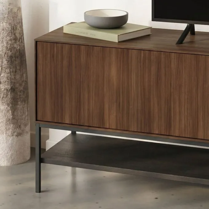 Tallinn (180 x 55 x 35 cm) TV-bänk Milano valnötträ svart svart