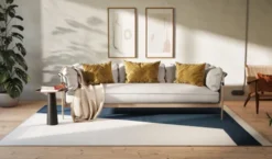 Una Spårbar Ullmatta Blå/Beige/Off White