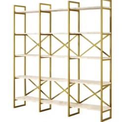 Vegio Bokhylla Vit marmor / Guld
