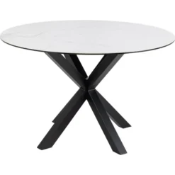 Verdun Matbord Rund 119 cm Vit Keramik