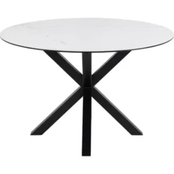Verdun Matbord Rund 119 cm Vit Keramik