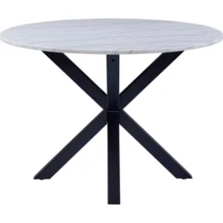 Verdun Matbord Rund 110 cm Vit Marmor