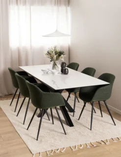 Verdun Matbord 90x160-210 cm Vit Keramik