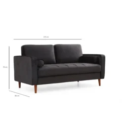Verona (175 x 90 x 70 cm) 2-sitssoffa Svart ek