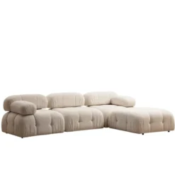 Vienna Beige L1-O1-1R-PUF (288 x 95 x 75 cm) Hörnsoffa Creme
