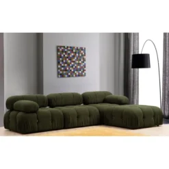 Vienna Beige L1-O1-1R-PUF (288 x 95 x 75 cm) Hörnsoffa Grön
