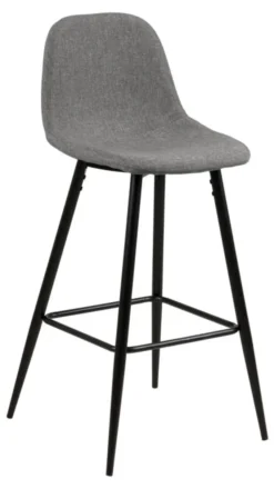 Wilma Barstol Hög Sawana tyg Ljusgrå/Svart