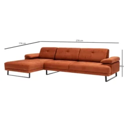 Windhoek Small (178 x 100 x 155 cm) Orange Hörnsoffa Vänster