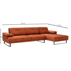 Windhoek Small (178 x 100 x 155 cm) Orange Hörnsoffa Höger