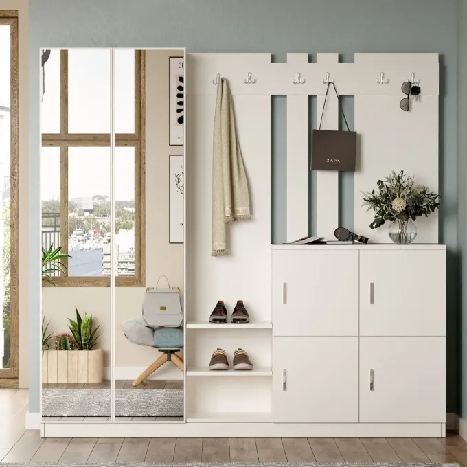 Zelino (187,2 x 180 x 37,5 cm) Hallstativ Vit