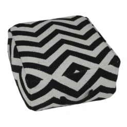 Zigzag Puff med Handtag Svart/Vit