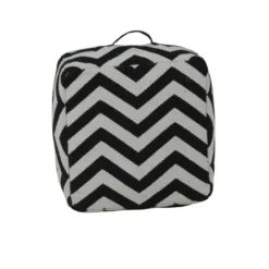 Zigzag Puff med Handtag Svart/Vit